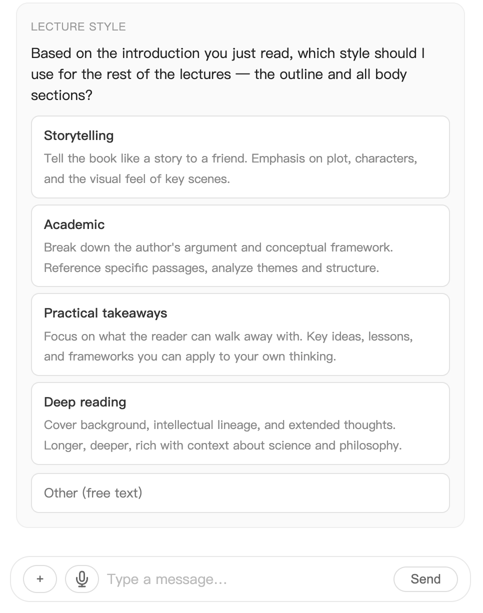 Custom lecture style